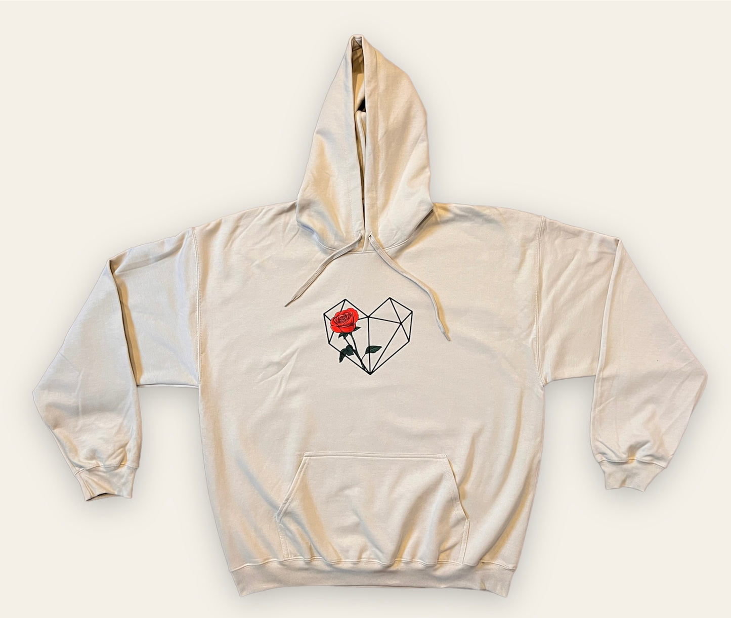 Geometric Heart with Rose- Hoodie