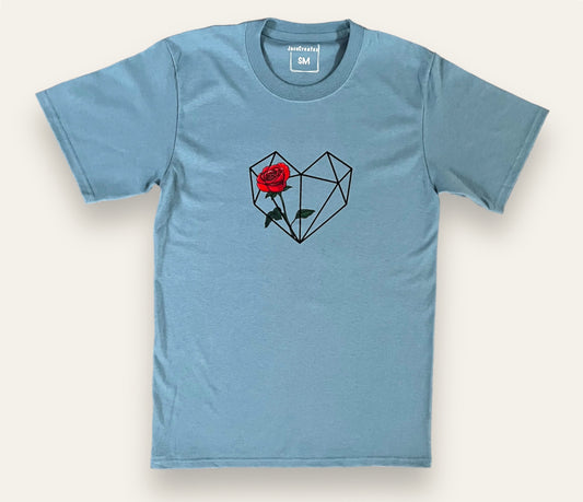 Geometric Heart with Rose- Short Sleeve Tee