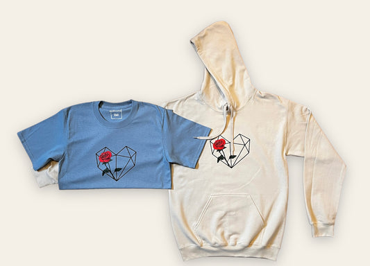 Geometric Heart with Rose- Hoodie